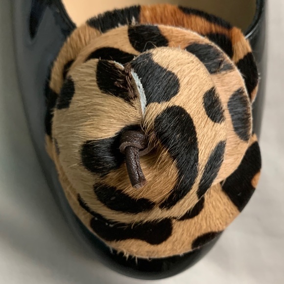 Butter black patent wedges with leopard flower - Picture 6 of 7